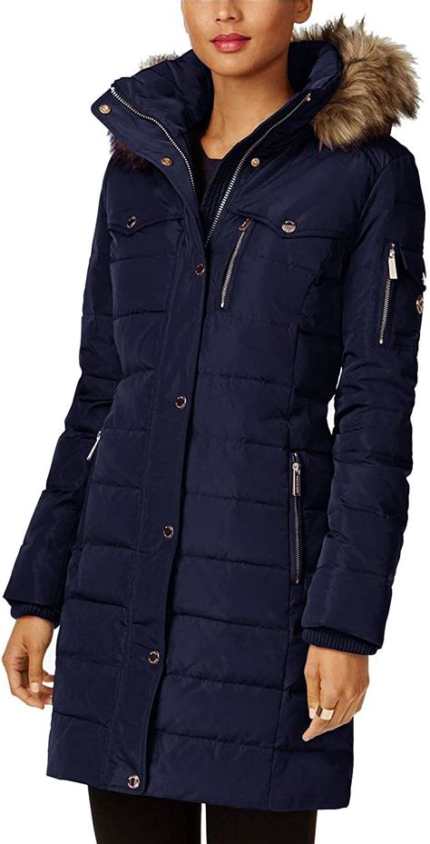 michael kors long puffers coats women|Michael Kors navy puffer coat.